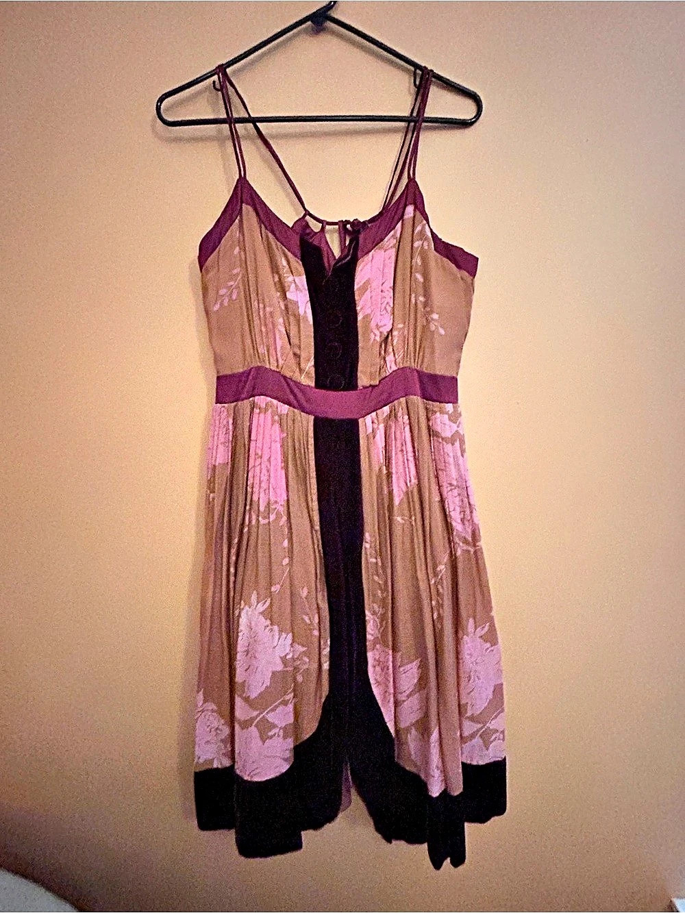 Free People Floral Midi Dress in Pink & Brown & Burgundy Size 10